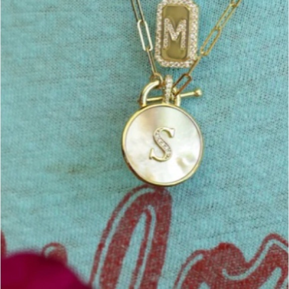 Melinda Maria Love Letters Medallion Necklace with the letter “S” - Picture 4 of 5